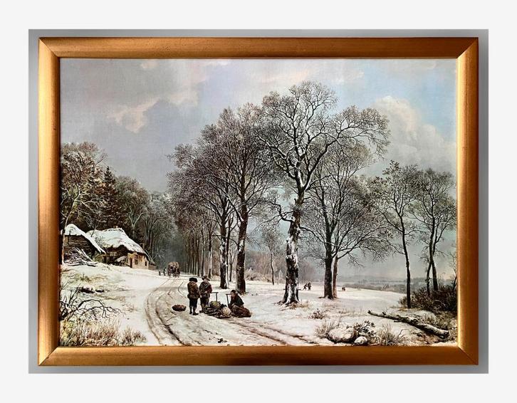 RIJKSMUSEUM BERNARD C. KOEKKOEK WINTERLANDSCHAP LINNEN REPRO, Antiek en Kunst, Kunst | Schilderijen | Klassiek, Ophalen