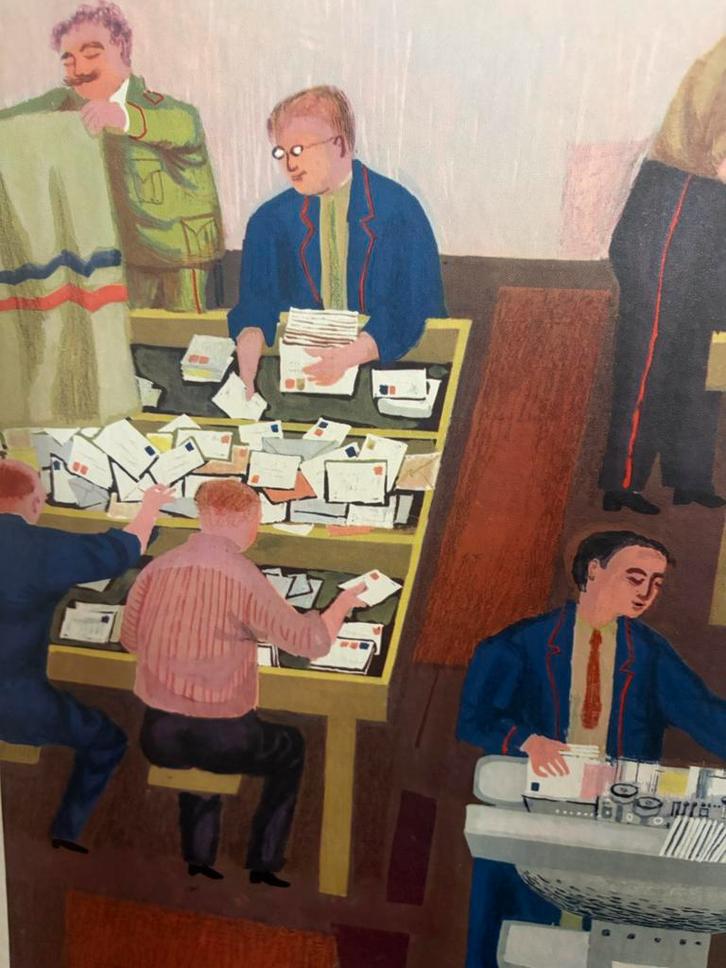 Schoolplaat PTT Expeditieafdeling - 1956, Antiek en Kunst, Kunst | Overige Kunst, Ophalen