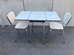Vintage formica klaptafel met 2 stoelen, Gebruikt, 100 tot 150 cm, Rechthoekig, 50 tot 100 cm