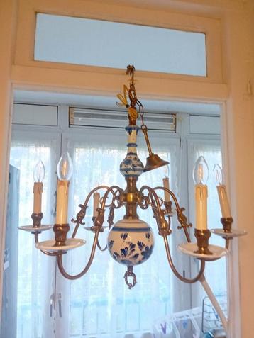 Delfts Blauwe Kroonluchter Hanglamp 6 armen mooie staat. beschikbaar voor biedingen