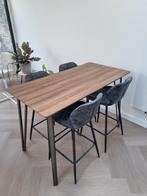 Nette hoge eettafel met 4 krukken, Ophalen, Gebruikt, 100 tot 150 cm, 50 tot 100 cm
