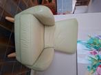 Fauteuil pistachegroen leer, Huis en Inrichting, Fauteuils, Ophalen, Zo goed als nieuw, Trendy, 50 tot 75 cm