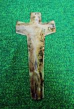 Gemêleerd beige ea kleuren geëmailleerd kruis 31 x 15 cm, Verzenden