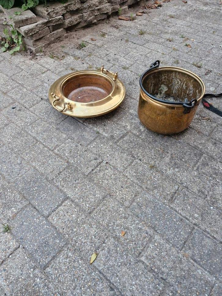 Koperen Ketel met Deksel/Schaal - Vintage Set, Antiek en Kunst, Antiek | Koper en Brons, Koper, Ophalen of Verzenden