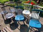 Oude vintage houten spijlen stoelen uit de jaren 50, Huis en Inrichting, Stoelen, Ophalen, Gebruikt, Wit