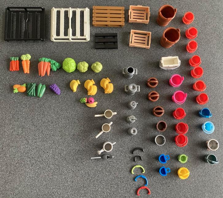 Playmobil krat groente fruit melkbus gieter emmer hengsel et, Kinderen en Baby's, Speelgoed | Playmobil, Zo goed als nieuw, Los playmobil