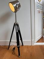 Industriële vloerlamp tripod hout met studiospot, Ophalen, Zo goed als nieuw, Hout, 150 tot 200 cm