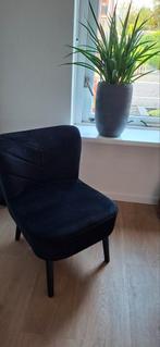 Donkerblauwe Velvet Stoel, Huis en Inrichting, Hout, Blauw, Ophalen of Verzenden, Zo goed als nieuw