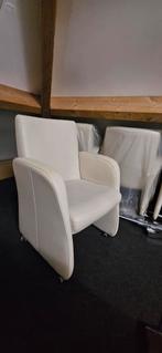 Witte eetkamerstoelen op wieltjes, 6 stuks!, Huis en Inrichting, Stoelen, Ophalen, Gebruikt, Wit, Vijf, Zes of meer stoelen