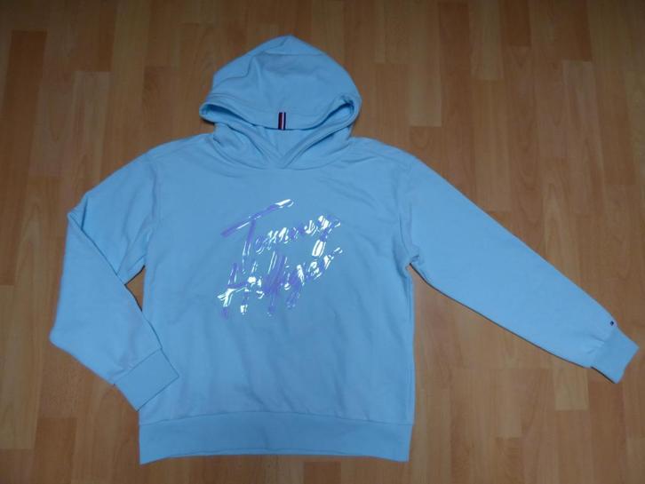 Turquoise blauwe hoodie van Tommy Hilfiger, maat 176 NIEUWST, Kinderen en Baby's, Kinderkleding | Maat 176, Zo goed als nieuw