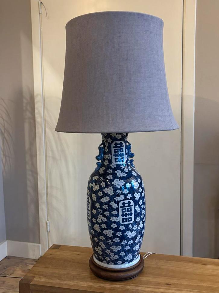 Antieke Chinese Vaas Tafellamp - Handgeschilderd, Antiek en Kunst, Antiek | Lampen, Ophalen