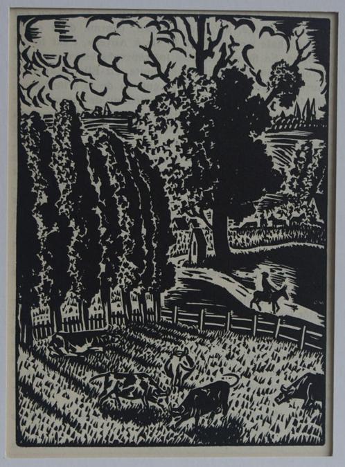 Mooie heldere houtsnede Frans Masereel ruiter  Frans Laurent, Antiek en Kunst, Kunst | Etsen en Gravures, Ophalen of Verzenden