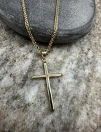 14K gouden vossenstaart ketting + kruis, Ophalen of Verzenden, Nieuw, Goud, Goud