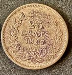 25 Cent 1897 Wilhelmina - Hellebaard, Zilver, 25 cent, Ophalen of Verzenden, Koningin Wilhelmina