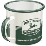 John Deere quality equipment emaille reclame mok koffiebeker, Info@deconoord.nl, Deco Noord, Nieuw, Ophalen of Verzenden