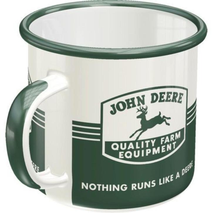 John Deere quality equipment emaille reclame mok koffiebeker, Verzamelen, Muziek, Artiesten en Beroemdheden, Nieuw, Foto of Kaart