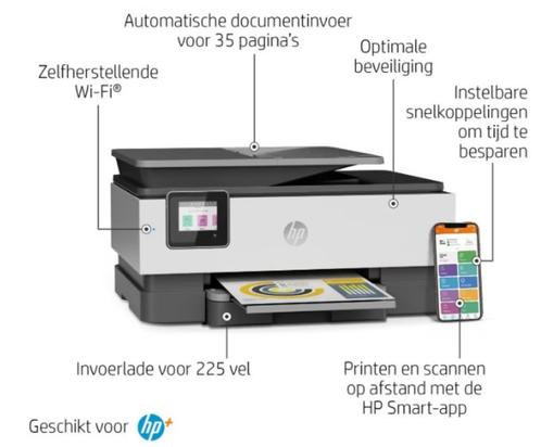 HP officejet Pro 8022, Computers en Software, Printers, Gebruikt, All-in-one, Inkjetprinter, Kleur printen, Kopieren, Scannen