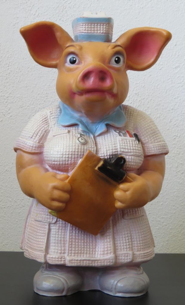 Spaarpot Varken als Verpleegster, Verzamelen, Spaarpotten, Zo goed als nieuw, Dier, Kunststof, Ophalen of Verzenden