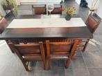 Antieke Engelse Eettafel met 6 Stoelen, Huis en Inrichting, Tafels | Eettafels, Ophalen, Gebruikt, Eikenhout, 50 tot 100 cm