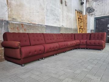 Grote Mid Century Rood Paarse Modulaire Bank | Vintage Sofa beschikbaar voor biedingen