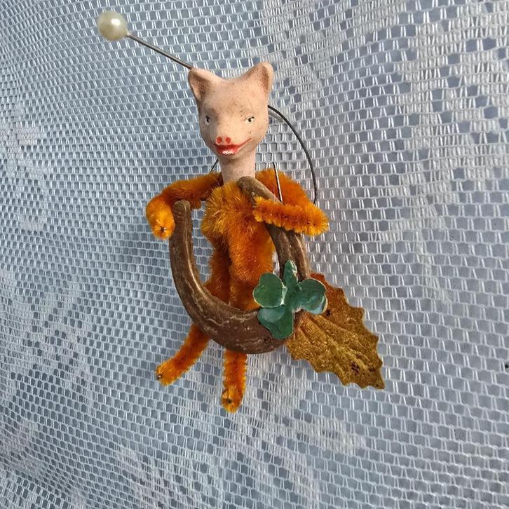 zeldzaam geluks varken feathertree kerstbal kerst pop hanger, Diversen, Kerst, Verzenden