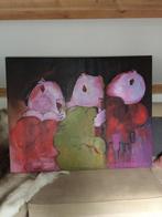 3 dikke dames aan de wijn schilderij, Antiek en Kunst, Ophalen