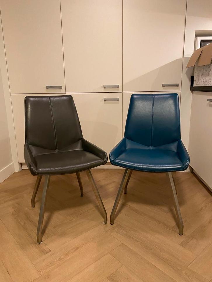 6 Leren Eetkamerstoelen Henders & Hazel, Huis en Inrichting, Stoelen, Gebruikt, Vijf, Zes of meer stoelen, Leer, Overige kleuren