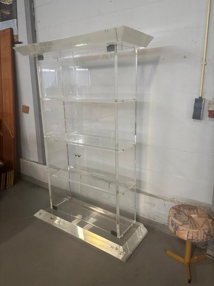 Vintage plexiglas vitrine, Huis en Inrichting, Kasten | Vitrinekasten, Gebruikt, Minder dan 100 cm, 50 tot 100 cm, 25 tot 50 cm