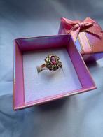 14 karaats gouden ring met natuurlijke robijn en saffier, Ophalen of Verzenden, Zo goed als nieuw, Goud, Dame