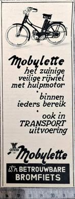 Fiets 1953: adv. Voor mobylette, Verzenden, 1940 tot 1960, Gebruikt, Overige onderwerpen