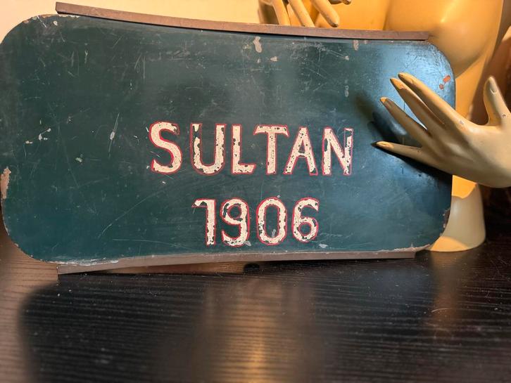 Antiek Sultan 1906 Auto Tentoonstelling Bord, Antiek en Kunst, Antiek | Overige Antiek, Ophalen of Verzenden