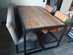 Industriële robuuste eettafel set, moet weg ivm verhuizing!!, Ophalen, 50 tot 100 cm, Zo goed als nieuw, Vijf personen of meer