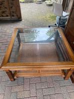 Vintage Salontafel met Glazen Blad, Huis en Inrichting, Tafels | Salontafels, Ophalen, Gebruikt, 100 tot 150 cm, Vierkant