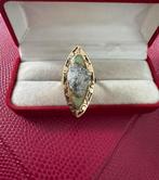 Gouden ring met opaal en ongeslepen diamant 14 karaat goud, Sieraden, Tassen en Uiterlijk, Ringen, 19 tot 20, Ophalen of Verzenden