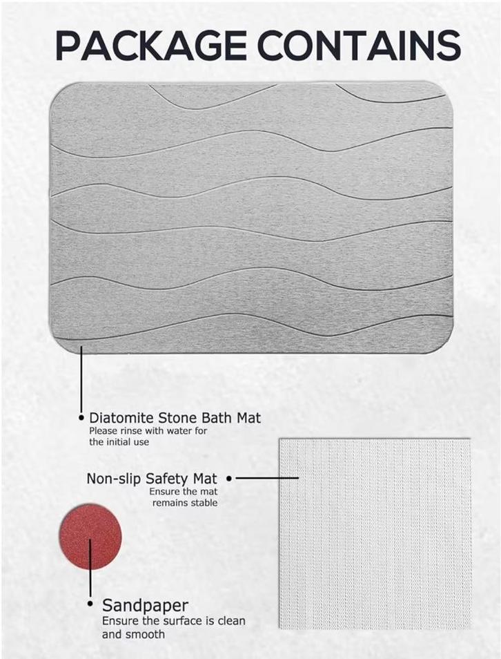 Kiezelgur Badmat - Nieuw in doos!, Huis en Inrichting, Badkamer | Badtextiel en Accessoires, Nieuw, Badmat, Grijs, Ophalen of Verzenden