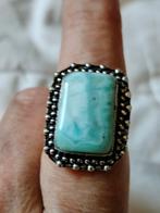 Mooie 925 ring met larimar maat 18, 18 tot 19, Nieuw, Met edelsteen, Dame