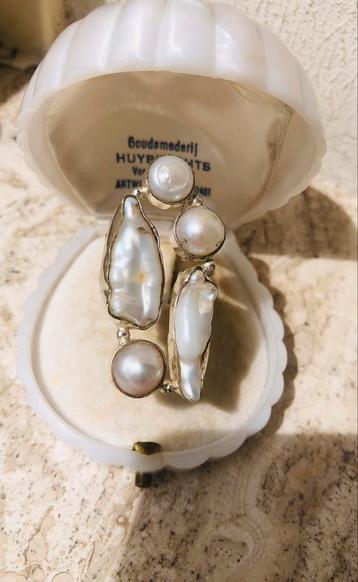 Grote Ring Parels Parelmoer Zilver Eye Catcher ! beschikbaar voor biedingen