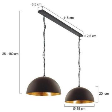 Industriële hanglamp zwart/goud - 2 lampen beschikbaar voor biedingen