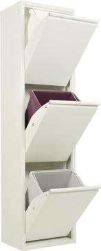 Prullenbak 3 vakken–Afvalem 45Lt-Wit-Grıjs-Zwart-33x136x25cm, Ophalen, Nieuw, 40 liter of meer, Metaal