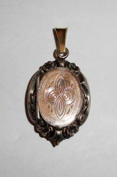 Medaillon Zilver verguld Goud Gegraveerd, Sieraden, Tassen en Uiterlijk, Antieke sieraden, Hanger, Zilver, Verguld, Verzenden