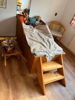 Massief houten peuterbed met trappetje 70x150, Kinderen en Baby's, Kinderkamer | Bedden, 140 tot 160 cm, Gebruikt, Lattenbodem