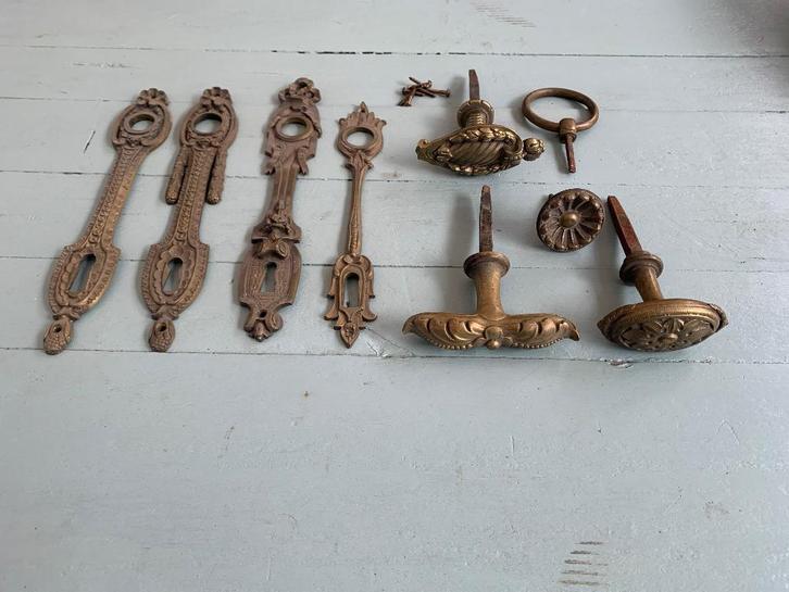 Antiek messing deurbeslag | deurknop, Verzamelen, Retro, Huis en Inrichting, Ophalen of Verzenden