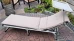 Ligbed, tuinstoel stretcher met kussen en scherm, Ophalen, Gebruikt, Aluminium