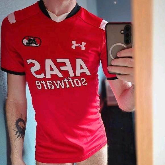 AZ Alkmaar voetbal shirt, Kleding | Heren, T-shirts, Gedragen, Maat 46 (S) of kleiner, Rood, Ophalen of Verzenden
