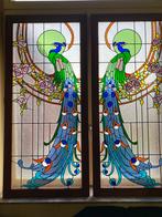 koppel pauwen glas in lood, Antiek en Kunst, Antiek | Glas en Kristal, Ophalen of Verzenden