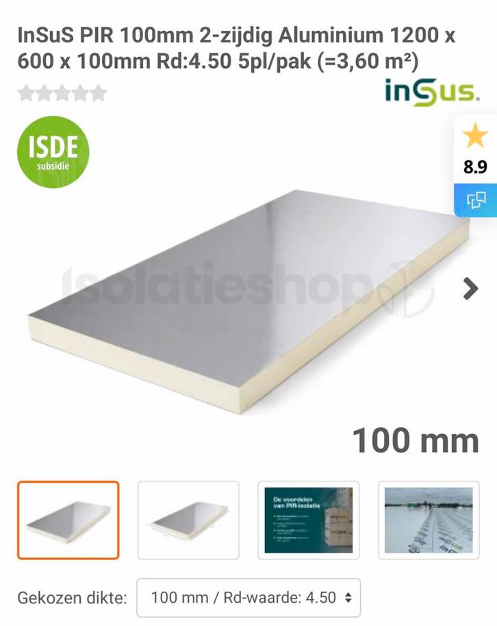 Pir platen A keus 17m2, Doe-het-zelf en Verbouw, Isolatie en Afdichting, Zo goed als nieuw, Ophalen of Verzenden