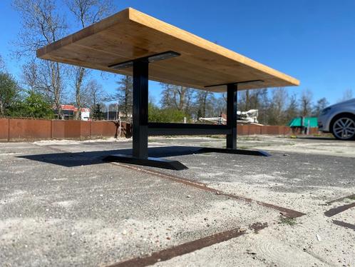 Grote Eet-/Werktafel - Massief Eikenhout en Staal | Nieuw, Huis en Inrichting, Tafels | Eettafels, Nieuw, 100 tot 150 cm, 200 cm of meer