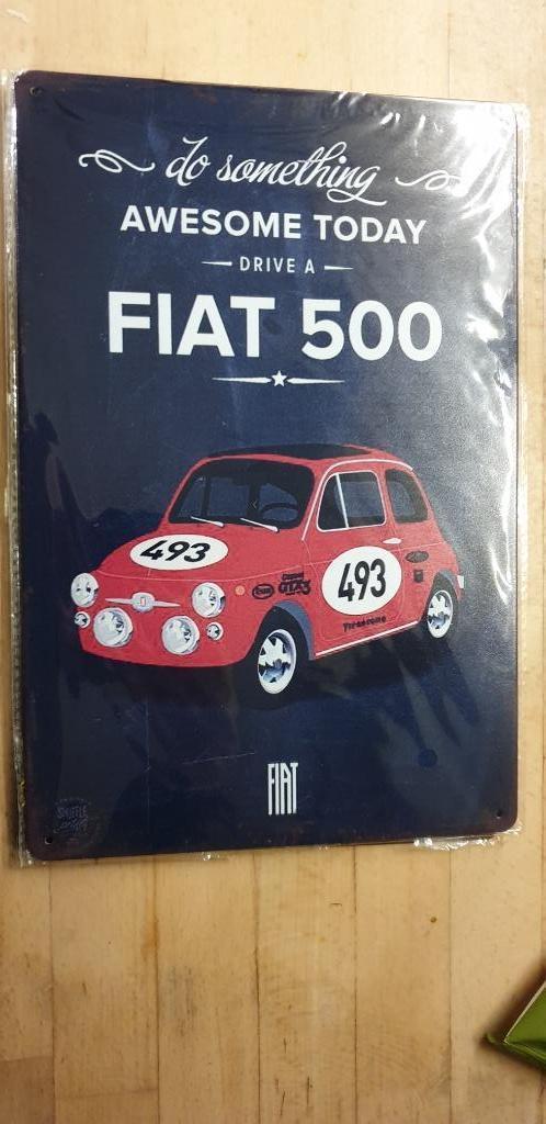 fiat 500 metalen plaat bord reclame keuze uit 3 modellen, Huis en Inrichting, Woonaccessoires | Wanddecoraties, Nieuw, Ophalen of Verzenden
