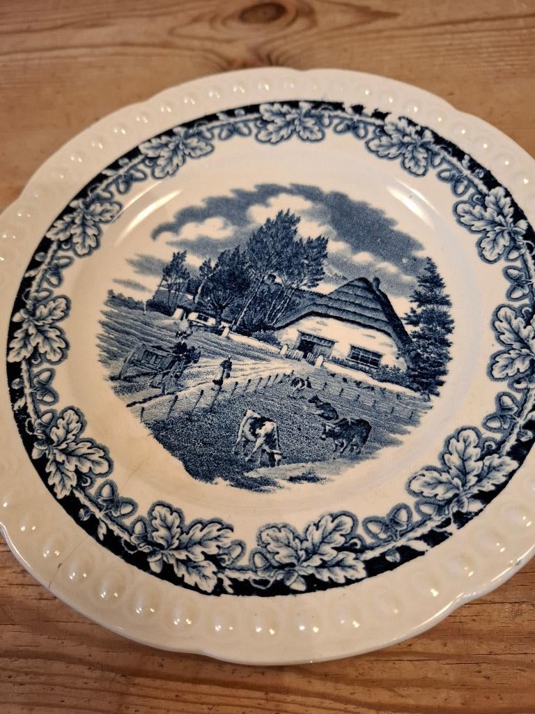 Boerenhoeve Maastricht blauwe ontbijtbordjes, Antiek en Kunst, Antiek | Servies los, Ophalen of Verzenden