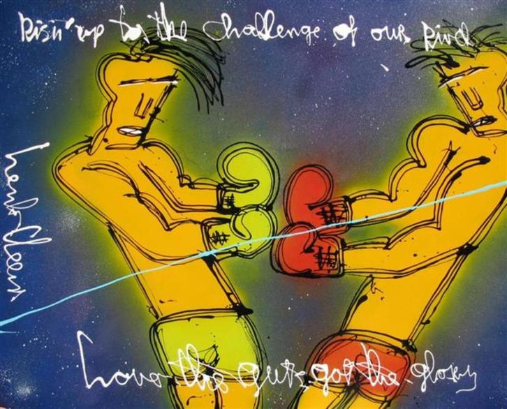 Schilderij kunstenaar Henk Veen - Risin up the challenge, Antiek en Kunst, Kunst | Schilderijen | Modern, Ophalen of Verzenden